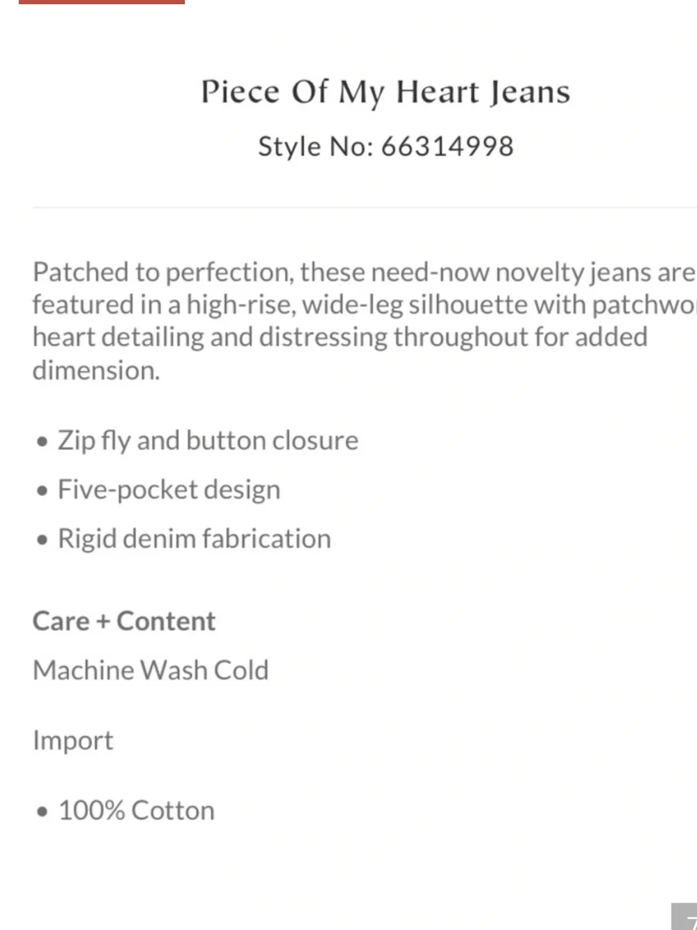Free People Piece Of My Heart Jeans Size 27